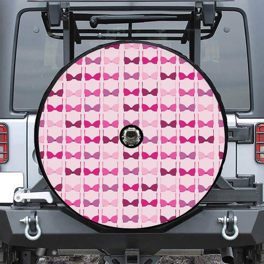 Pink Bra Breast Cancer Pattern Print Tire Cover With Camera Hole