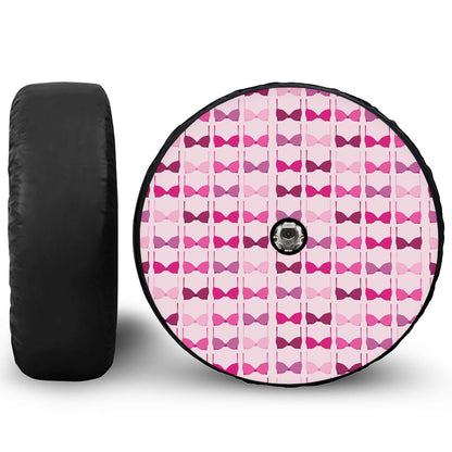 Pink Bra Breast Cancer Pattern Print Tire Cover With Camera Hole
