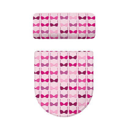 Pink Bra Breast Cancer Pattern Print Toilet Lid And Tank Cover Set
