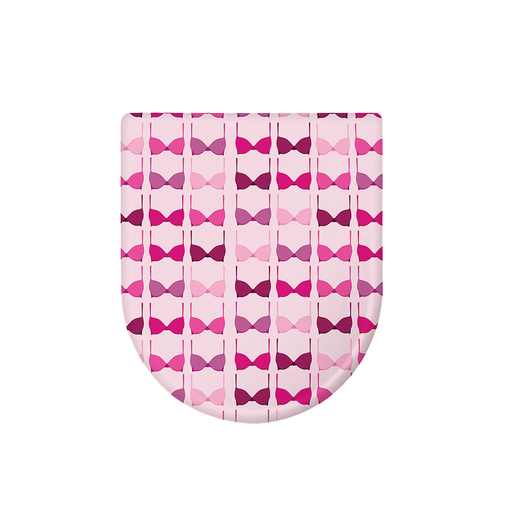 Pink Bra Breast Cancer Pattern Print Toilet Lid Cover