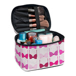 Pink Bra Breast Cancer Pattern Print Travel Makeup Bag