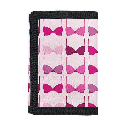 Pink Bra Breast Cancer Pattern Print Trifold Wallet