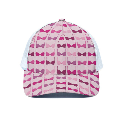 Pink Bra Breast Cancer Pattern Print White Mesh Trucker Cap