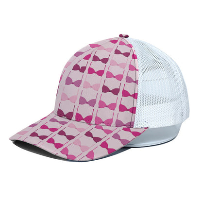 Pink Bra Breast Cancer Pattern Print White Mesh Trucker Cap
