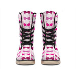Pink Bra Breast Cancer Pattern Print Winter Boots
