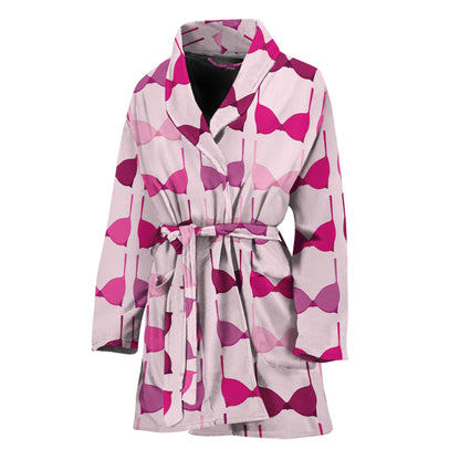 Pink Bra Breast Cancer Pattern Print Women's Bathrobe