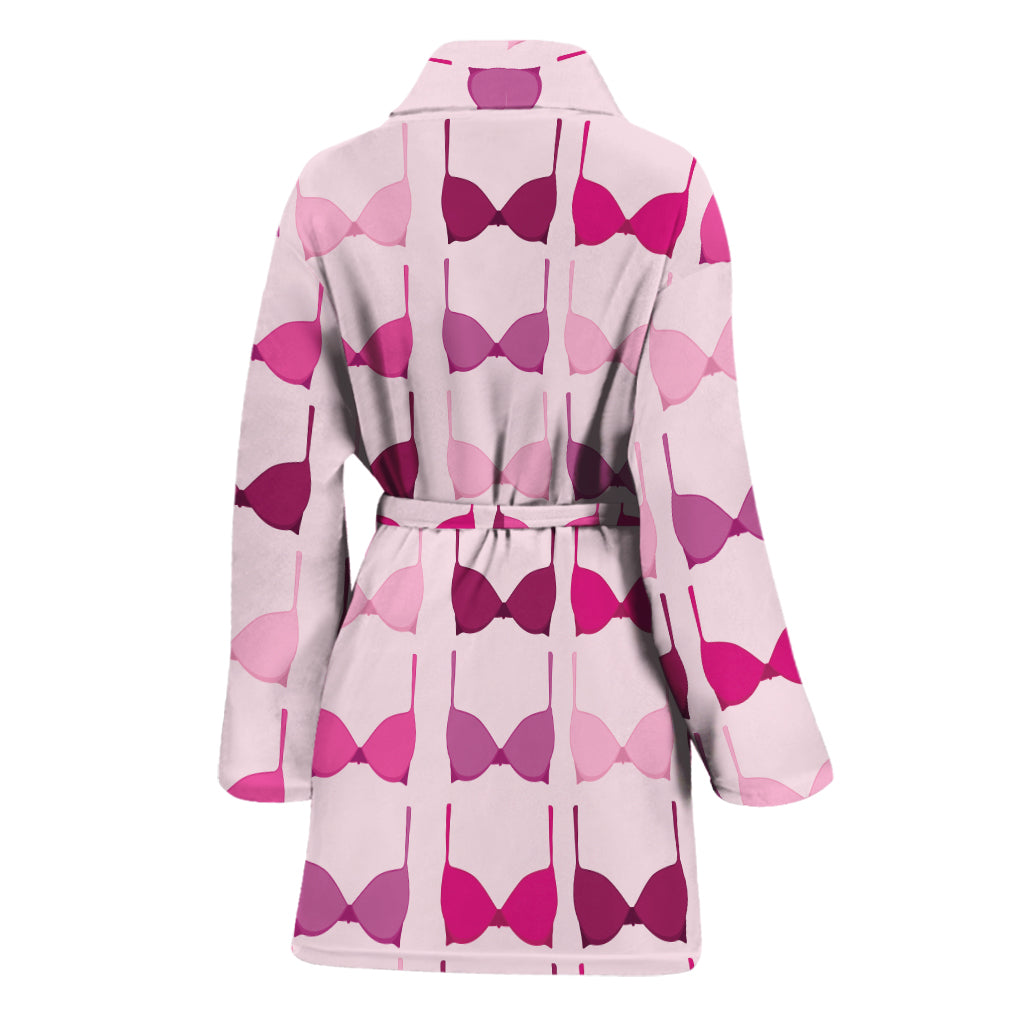 Pink Bra Breast Cancer Pattern Print Women's Bathrobe