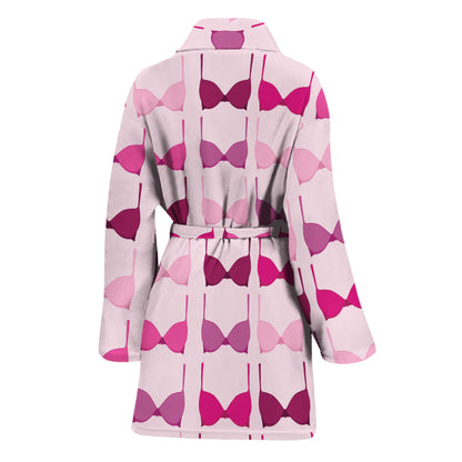 Pink Bra Breast Cancer Pattern Print Women's Bathrobe