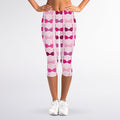 Pink Bra Breast Cancer Pattern Print Women's Capri Leggings