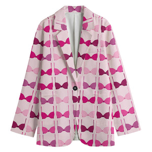 Pink Bra Breast Cancer Pattern Print Women's Cotton Blazer