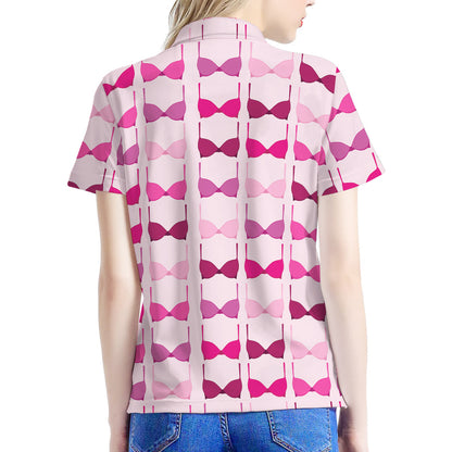 Pink Bra Breast Cancer Pattern Print Women's Polo Shirt