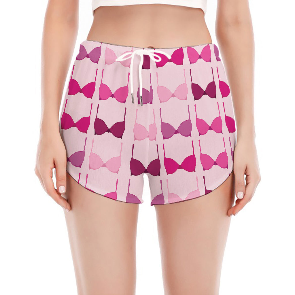 Pink Bra Breast Cancer Pattern Print Women's Split Running Shorts