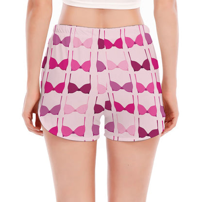 Pink Bra Breast Cancer Pattern Print Women's Split Running Shorts