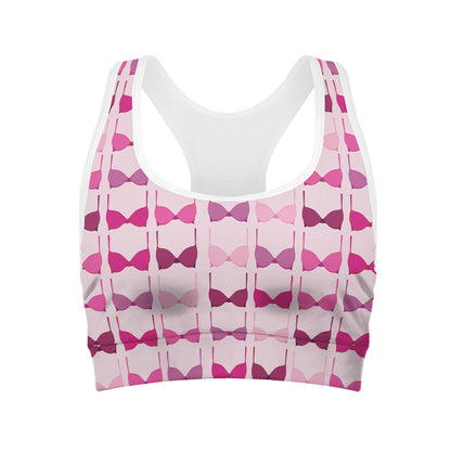 Pink Bra Breast Cancer Pattern Print Women's Sports Bra