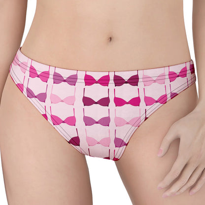 Pink Bra Breast Cancer Pattern Print Women's Thong
