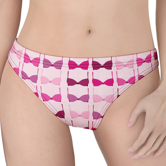 Pink Bra Breast Cancer Pattern Print Women's Thong