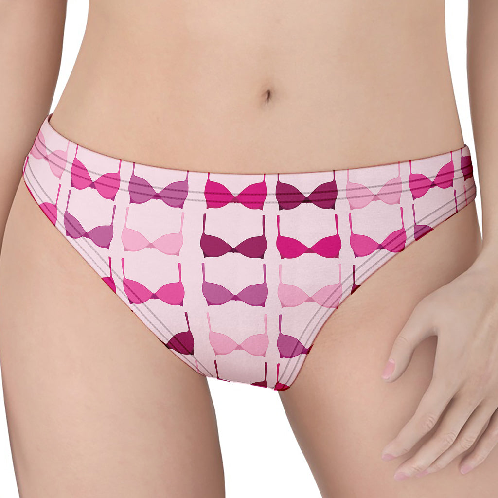 Pink Bra Breast Cancer Pattern Print Women's Thong