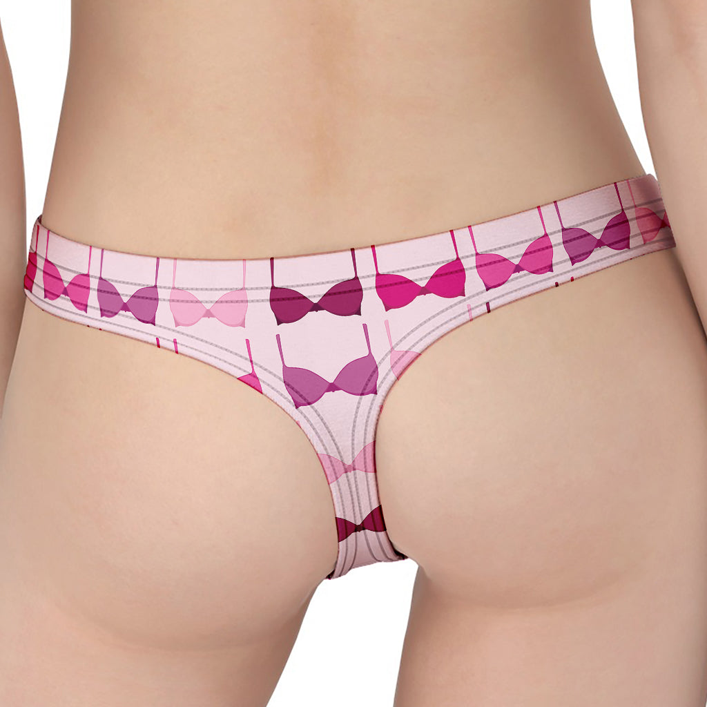 Pink Bra Breast Cancer Pattern Print Women's Thong