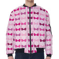 Pink Bra Breast Cancer Pattern Print Zip Sleeve Bomber Jacket