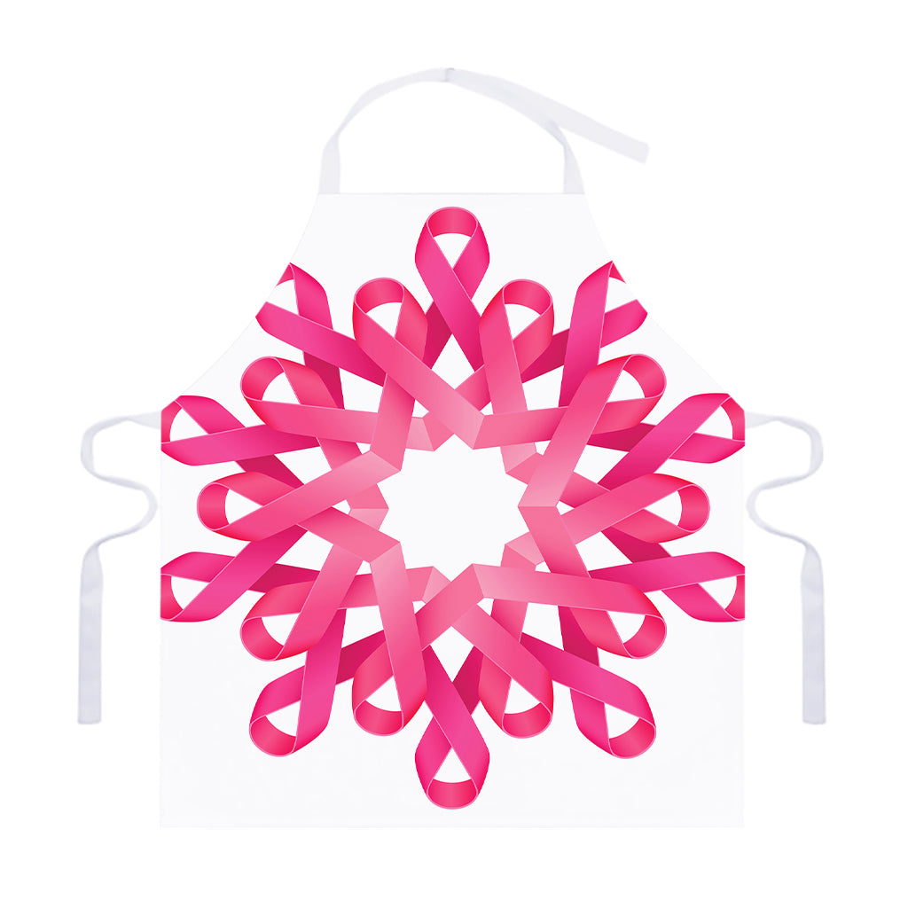 Pink Breast Cancer Ribbon Flower Print Adjustable Apron