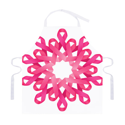 Pink Breast Cancer Ribbon Flower Print Adjustable Apron