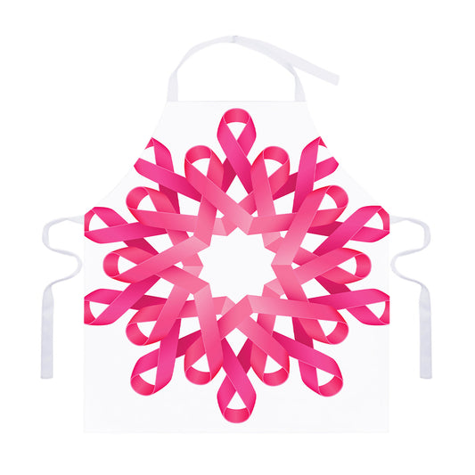 Pink Breast Cancer Ribbon Flower Print Adjustable Apron