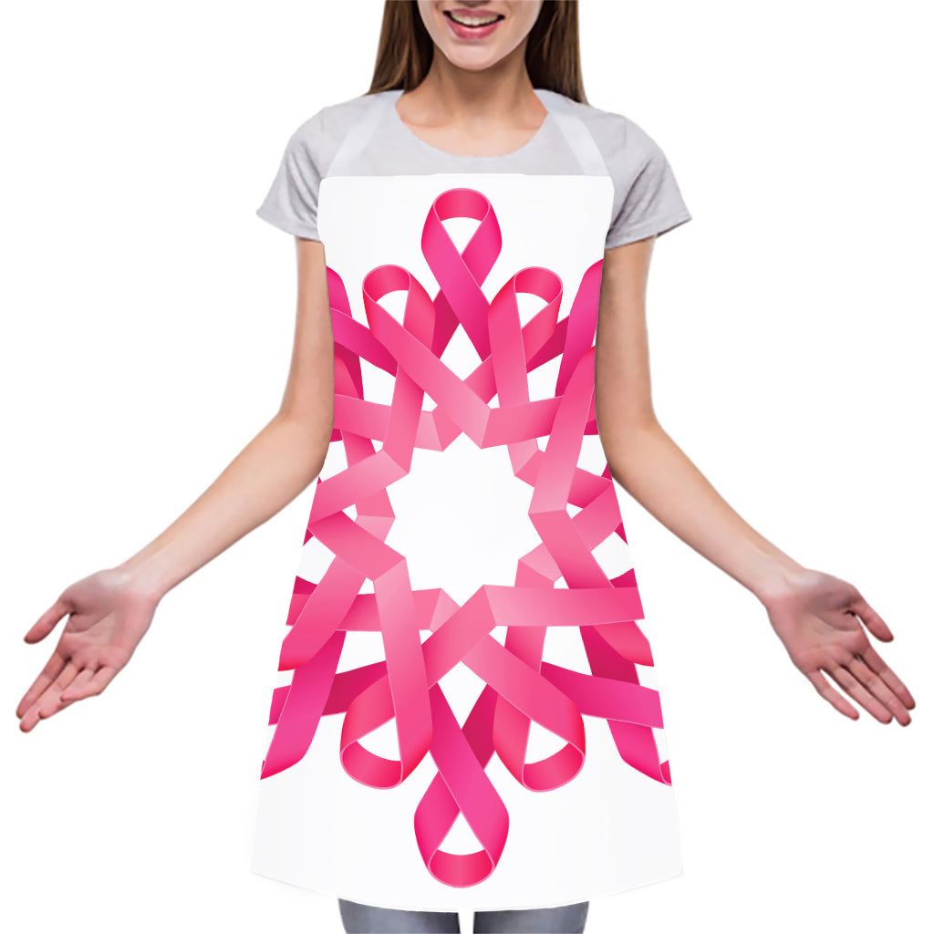 Pink Breast Cancer Ribbon Flower Print Adjustable Apron