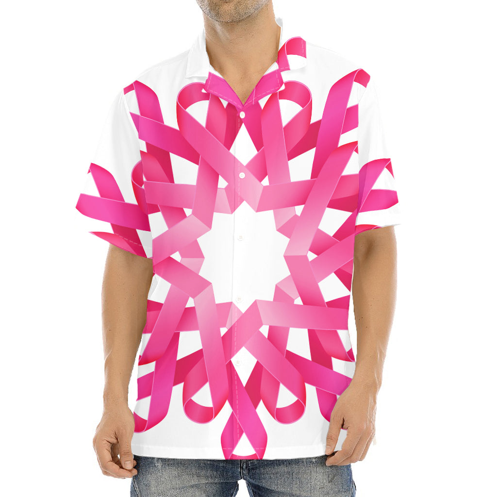 Pink Breast Cancer Ribbon Flower Print Aloha Shirt
