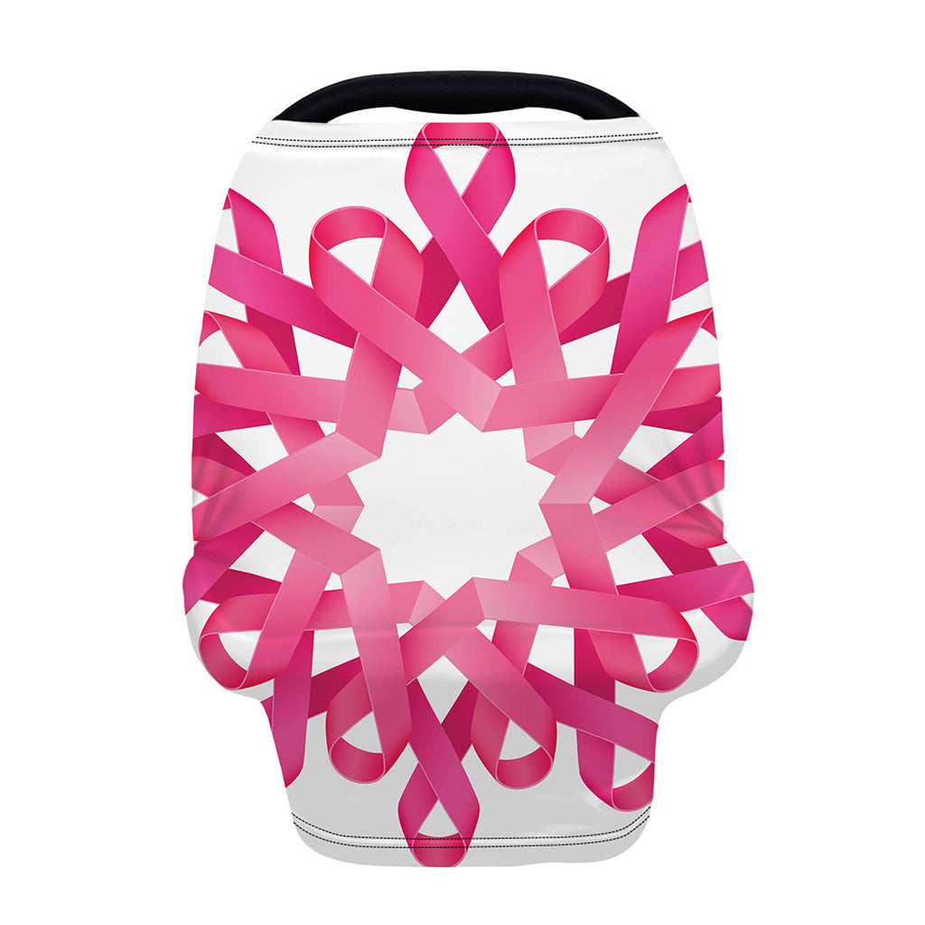 Pink Breast Cancer Ribbon Flower Print Baby Seat Cover