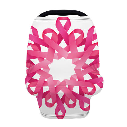 Pink Breast Cancer Ribbon Flower Print Baby Seat Cover