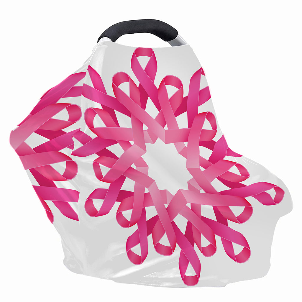 Pink Breast Cancer Ribbon Flower Print Baby Seat Cover