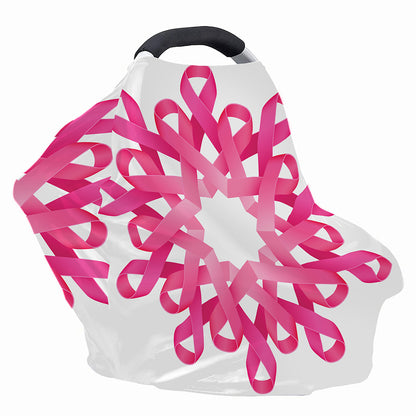 Pink Breast Cancer Ribbon Flower Print Baby Seat Cover