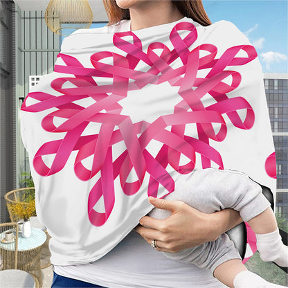 Pink Breast Cancer Ribbon Flower Print Baby Seat Cover