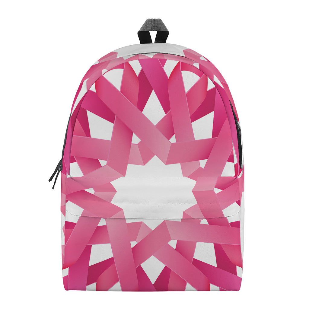 Pink Breast Cancer Ribbon Flower Print Backpack