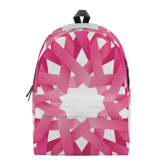 Pink Breast Cancer Ribbon Flower Print Backpack