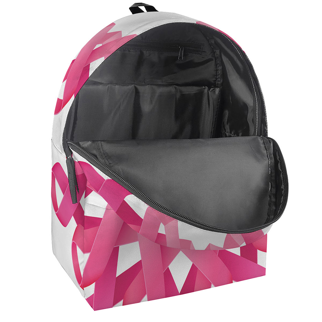 Pink Breast Cancer Ribbon Flower Print Backpack