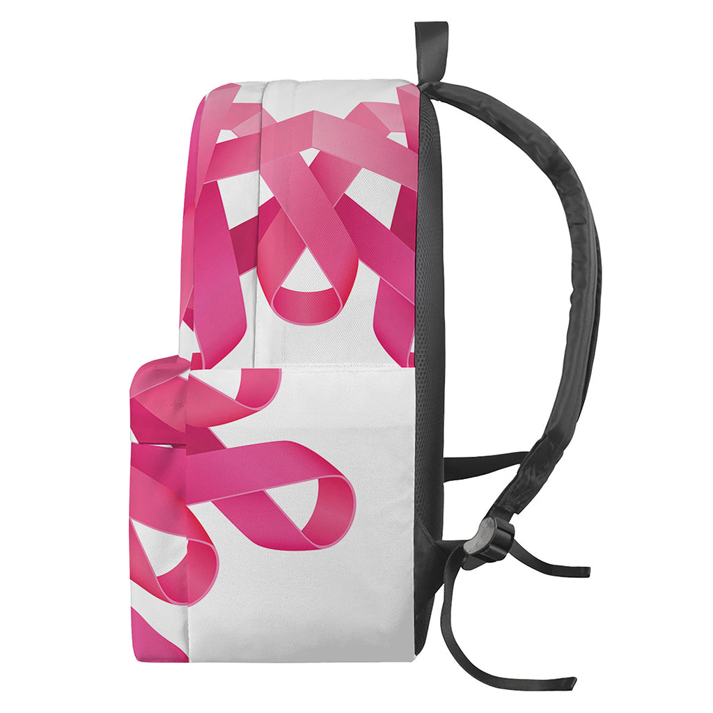 Pink Breast Cancer Ribbon Flower Print Backpack