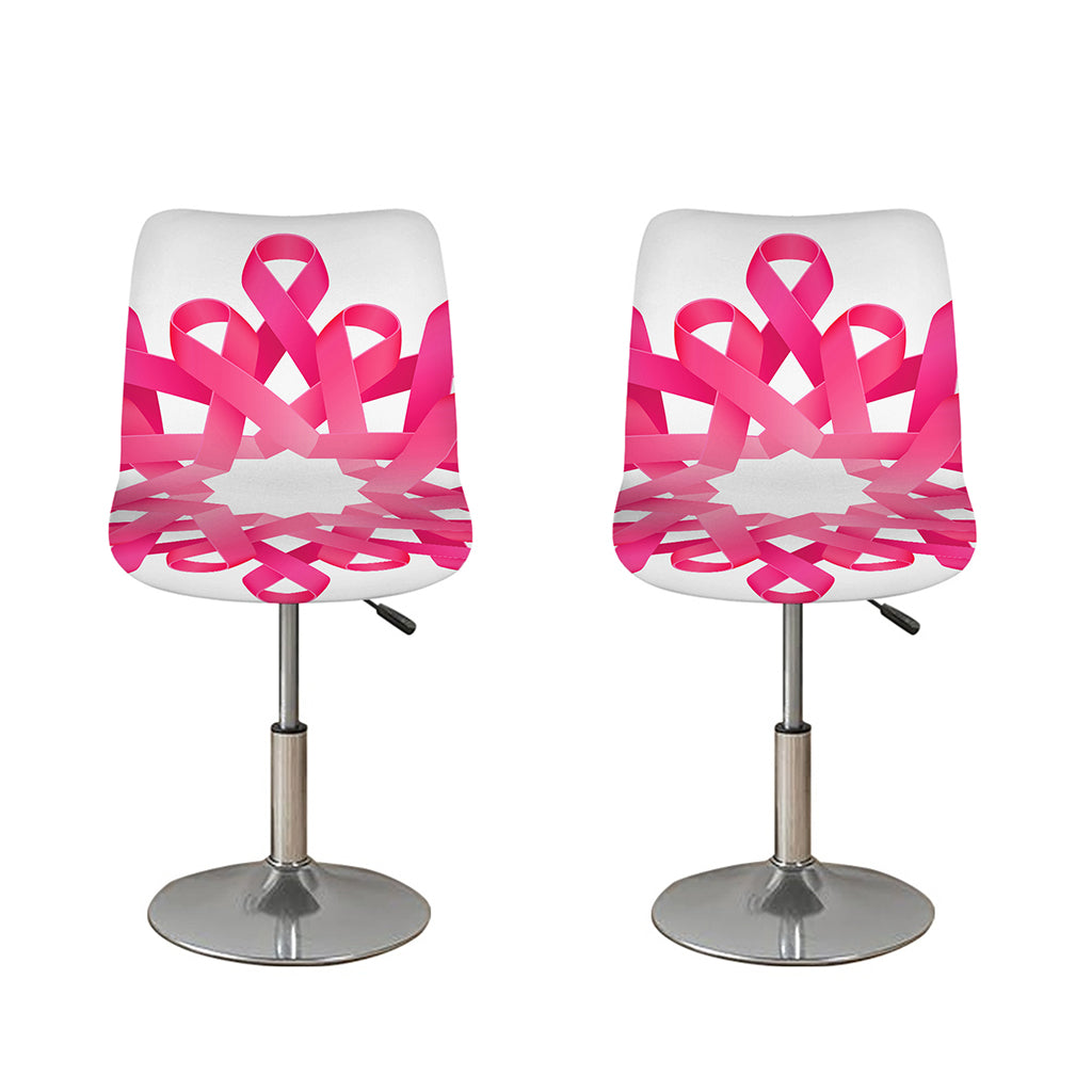 Pink Breast Cancer Ribbon Flower Print Bar Stool Covers