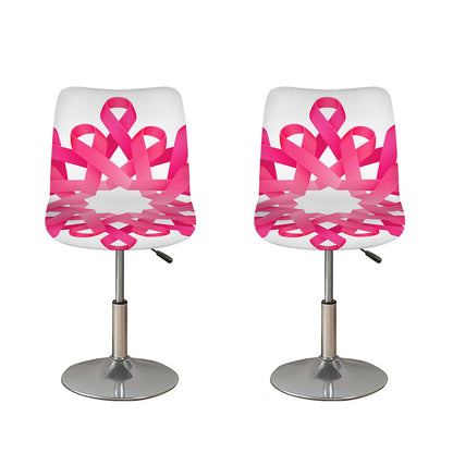 Pink Breast Cancer Ribbon Flower Print Bar Stool Covers