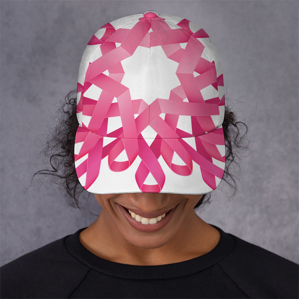 Pink Breast Cancer Ribbon Flower Print Baseball Cap