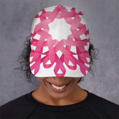 Pink Breast Cancer Ribbon Flower Print Baseball Cap