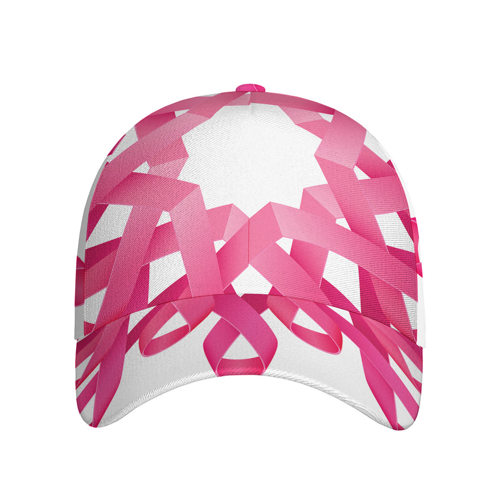 Pink Breast Cancer Ribbon Flower Print Baseball Cap