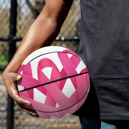 Pink Breast Cancer Ribbon Flower Print Basketball
