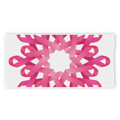 Pink Breast Cancer Ribbon Flower Print Beach Towel