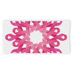 Pink Breast Cancer Ribbon Flower Print Beach Towel
