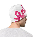 Pink Breast Cancer Ribbon Flower Print Beanie