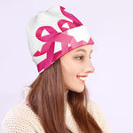 Pink Breast Cancer Ribbon Flower Print Beanie