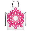 Pink Breast Cancer Ribbon Flower Print Bib Apron With Pocket