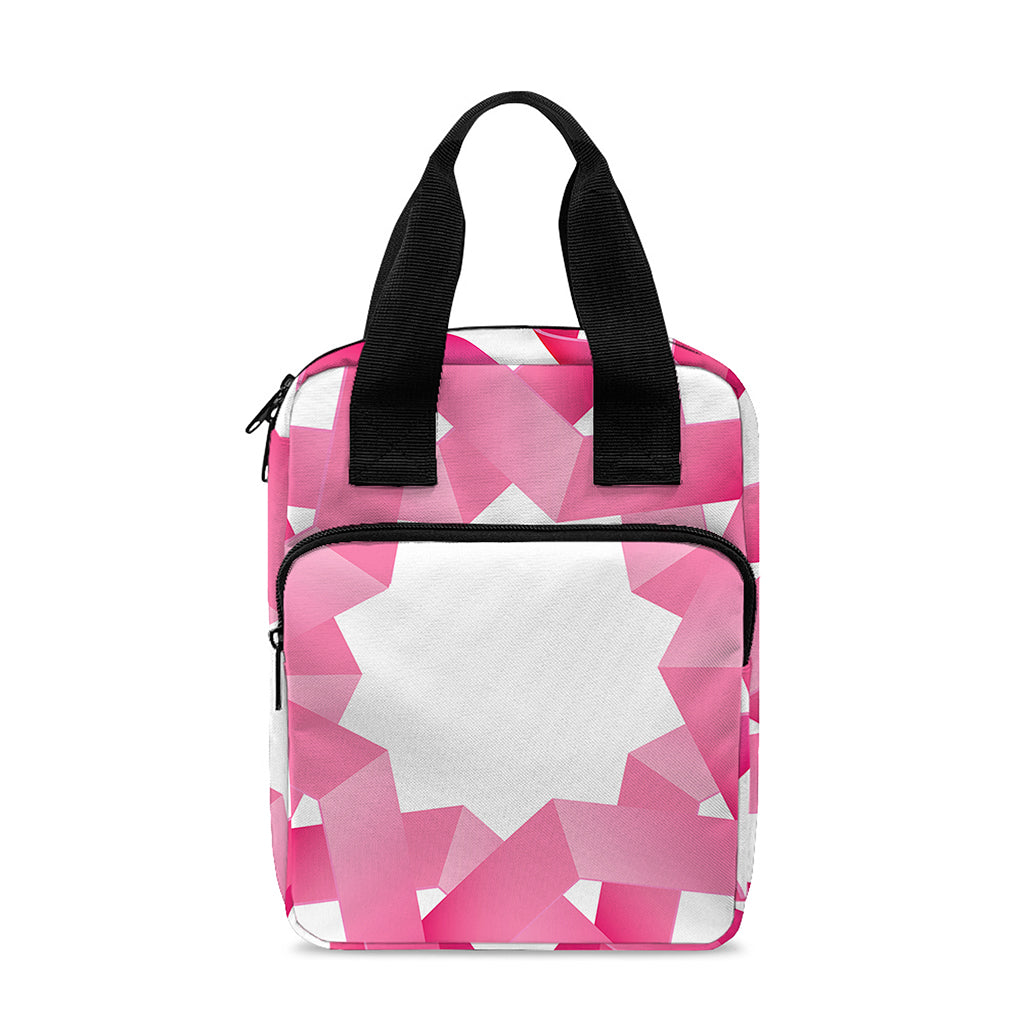 Pink Breast Cancer Ribbon Flower Print Bible Tote Bag