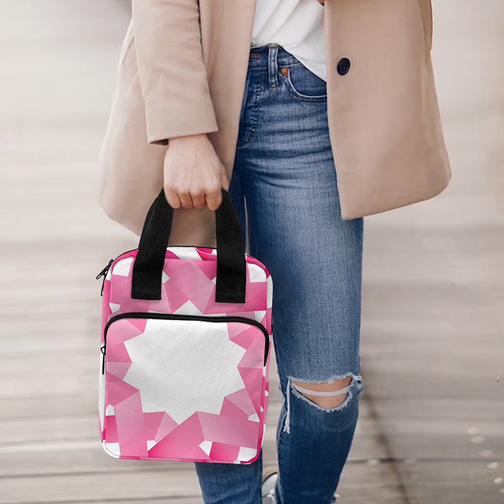 Pink Breast Cancer Ribbon Flower Print Bible Tote Bag